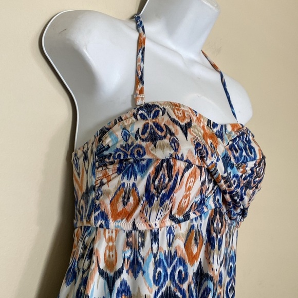 Garnet Hill Muilticolor Ikat Print Swim Dress 6 Overlay Bathing Suit - Picture 2 of 10